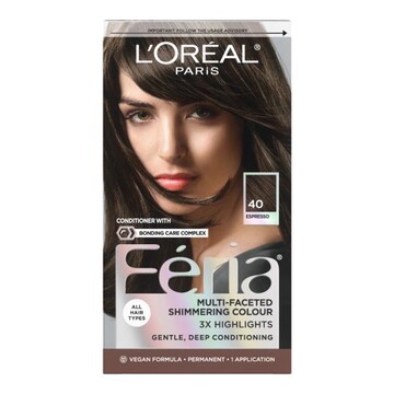L'Oreal Paris Feria Multi-Faceted Shimmering Permanent Hair Color 40 Espresso (Deeply Brown)