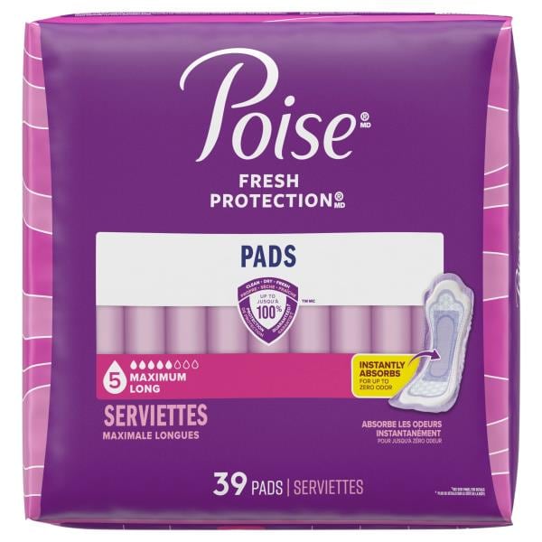 Poise Pads, Maximum, Long Length Publix Super Markets
