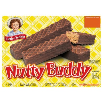 Little Debbie Wafer Bars, with Peanut Butter, Nutty Buddy