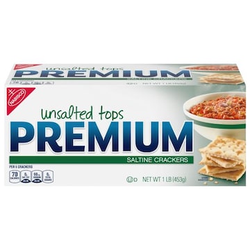 Premium Premium Unsalted Tops Saltine Crackers, Lunch Snacks, 16 oz