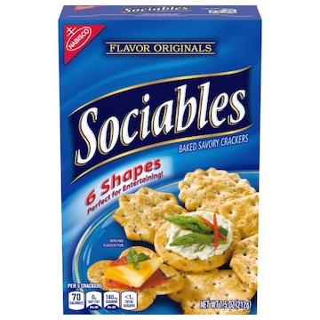 SOCIABLES Flavor Originals Sociables Baked Savory Crackers, Party Snacks, 7.5 oz