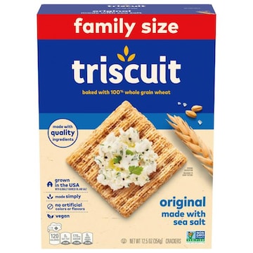 Triscuit Triscuit Original Whole Grain Wheat Crackers, Vegan Crackers, Healthy Snacks, Lunch Snacks, Family Size, 12.5 oz