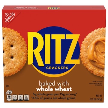 Ritz RITZ Whole Wheat Crackers, Snacks for Kids and Adults, Lunch Snacks, 12.9 oz