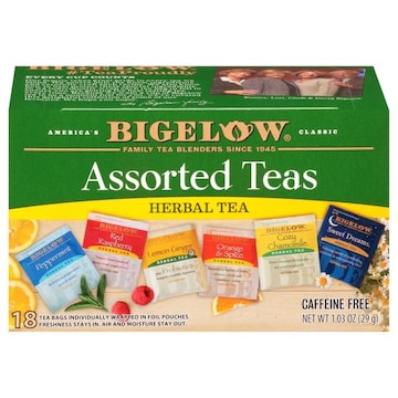 Bigelow Bigelow Six Assorted, Caffeine Free Herbal Tea, Tea bags, 18 TB, 18 individually wrapped tea bags