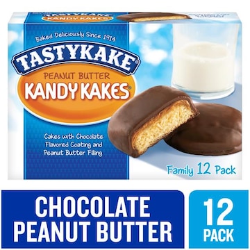 Tastykake Tastykake Peanut Butter Kandy Kakes, 12 Count, 6 Packs of 2 Chocolate and Peanut Butter Snack Cakes