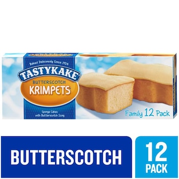 Tastykake Tastykake Butterscotch Krimpets, 12 Count, 6 Packs of 2 Sponge Cakes with Butterscotch Icing