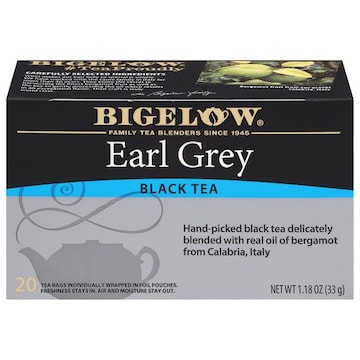 Bigelow Bigelow Earl Grey Black Tea, Tea bags, 20 TB, 20 individually wrapped tea bags