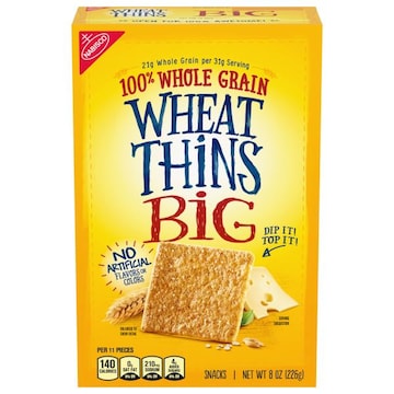 WHEAT THINS BIG Snacks, Whole Grain Wheat Crackers, Snack Crackers, 8 oz