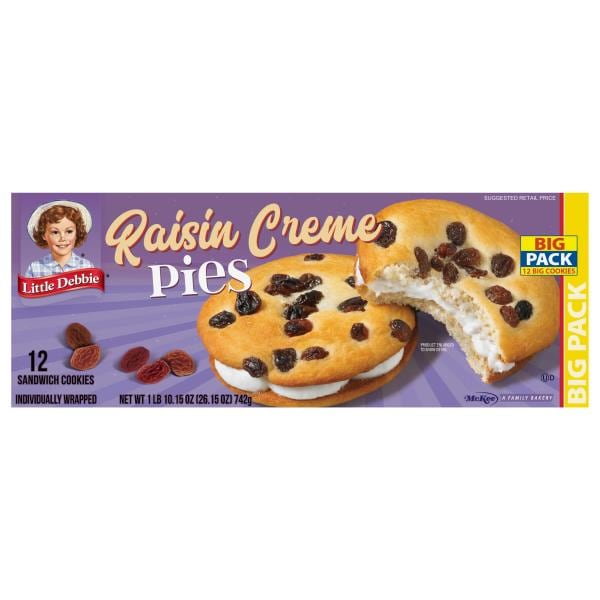 Little Debbie Sandwich Cookies, Raisin Creme Pies, Big Pack
