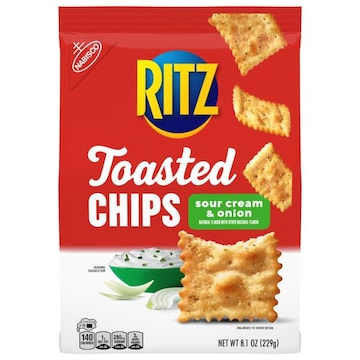 Ritz RITZ Toasted Chips Sour Cream and Onion Crackers, Party Snacks, 8.1 oz
