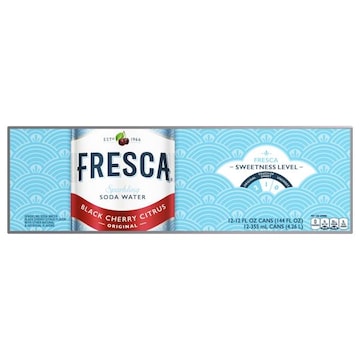 Fresca Soda Water, Black Cherry Citrus, Original, Sparkling, Fridge Pack