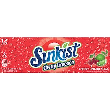 Sunkist Soda, Cherry Limeade, 12 Pack