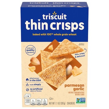 Triscuit Triscuit Thin Crisps Parmesan Garlic Whole Grain Wheat Crackers, Lunch Snacks, Snack Crackers, 7.1 oz