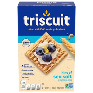 Triscuit Triscuit Hint of Sea Salt Whole Grain Wheat Crackers, Vegan Crackers, Vegan Snacks, Lunch Snacks, 8.5 oz
