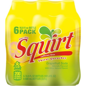 Squirt Thirst Quencher, Caffeine Free, Grapefruit Soda
