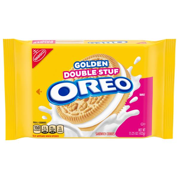 Oreo Oreo Golden Double Stuf Sandwich Cookies, 14.03 Oz 