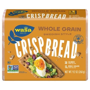 Wasa Whole Grain Crispbread - Crackers, Non-GMO Ingredients, Fat Free, Made with 100% Whole Grains