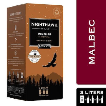 Bota Box Nighthawk Malbec Red Wine, 3 L