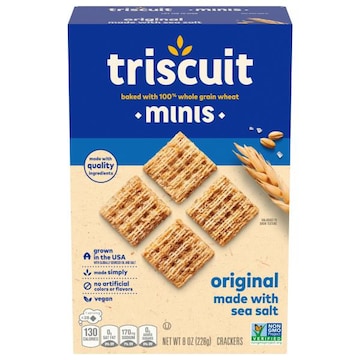 Triscuit Triscuit Minis Original Whole Grain Wheat Crackers, Vegan Snacks, Snack Crackers, 8 oz