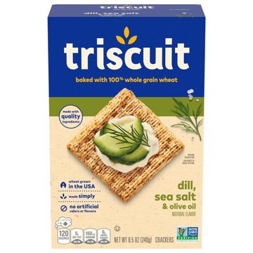 Triscuit Triscuit Dill, Sea Salt & Olive Oil Whole Grain Wheat Crackers, Lunch Snacks, Snack Crackers, 8.5 oz