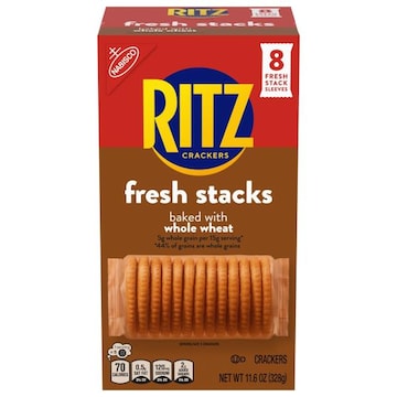 Ritz RITZ Fresh Stacks Whole Wheat Crackers, Travel Snacks, 11.6 oz (8 Multi Snack Packs)