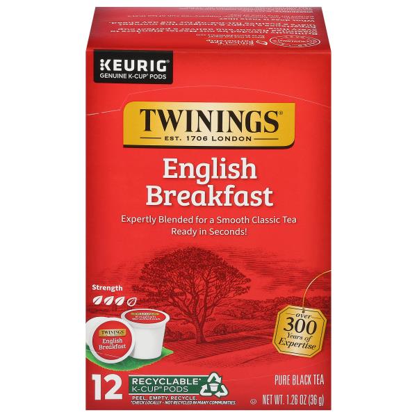 Twinings Black Tea, English Breakfast, Pure, KCup Pods Publix Super
