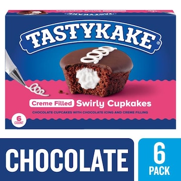 Tastykake Cupcakes, Swirly Chocolate, 6 Pack