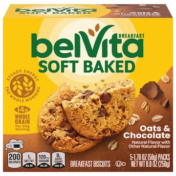 belVita Breakfast Biscuits, Oats & Chocolate, Soft Baked