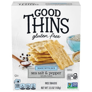 Good Thins Sea Salt & Pepper Rice Snacks Gluten Free Crackers, Snack Crackers, 3.5 oz