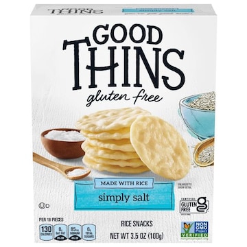 Good Thins Simply Salt Rice Snacks Gluten Free Crackers, Snack Crackers, 3.5 oz