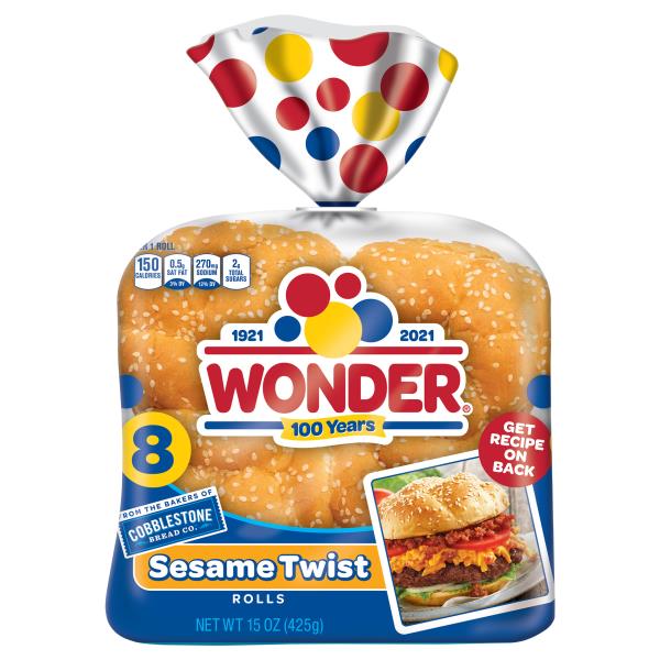 Wonder Wonder Bread Sesame Twist Rolls, Sesame Seed Hamburger Buns, 8