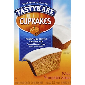 Tastykake Cupkakes, Pumpkin Spice Flavored, Family 12 Pack
