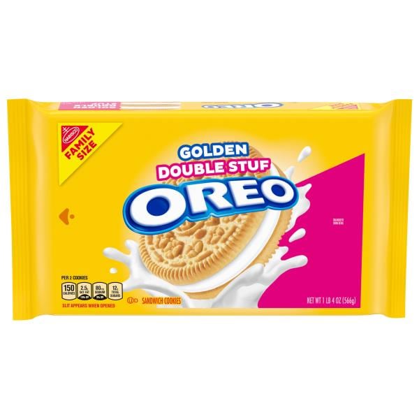 Oreo OREO Double Stuf Golden Sandwich Cookies, Family Size, 18.71