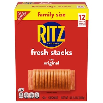 Ritz RITZ Fresh Stacks Original Crackers, Travel Snacks, Family Size, 17.8 oz (12 Multi Snack Packs)