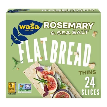 Wasa Rosemary & Sea Salt Flatbread Thins, Crackers, Non-GMO Ingredients