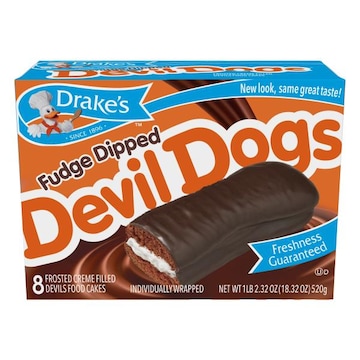 Drake's Devils Food Cakes, Fudge Dipped, Devil Dogs