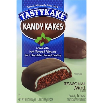 Tastykake Kandy Kakes Cakes, Seasonal Mint, Family 6 Pack