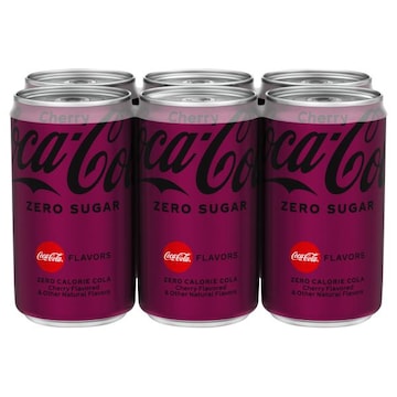 Coca-Cola Soda, Zero Sugar, Cherry, 6 Pack