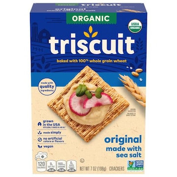 Triscuit Triscuit Organic Original Whole Grain Wheat Crackers, Organic Crackers, Vegan Snacks, Lunch Snacks, 7 oz