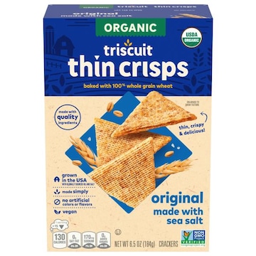 Triscuit Triscuit Organic Original Whole Grain Wheat Crackers, Organic Crackers, Vegan Snacks, Lunch Snacks, 6.5 oz