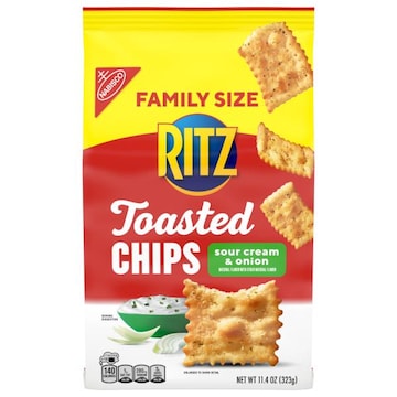 Ritz RITZ Toasted Chips Sour Cream and Onion Crackers, Party Snacks, Family Size, 11.4 oz
