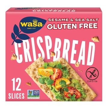 Wasa Gluten Free Sesame & Sea Salt Crispbread, Gluten Free Crackers, Non-GMO Ingredients