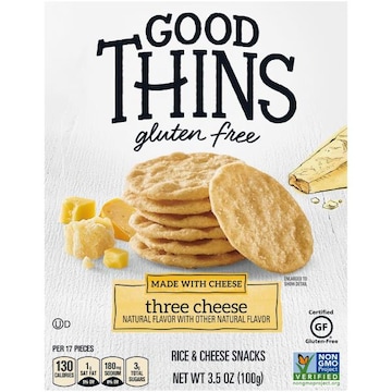 Good Thins Three Cheese Rice & Cheese Snacks Gluten Free Crackers, Snack Crackers, 3.5 oz