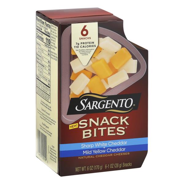 Sargento Snack Bites, Sharp White Cheddar + Mild Yellow Cheddar