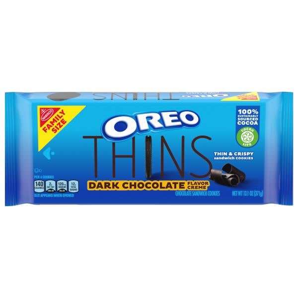 Oreo OREO Thins Dark Chocolate Creme Sandwich Cookies, Family Size, 13. ...