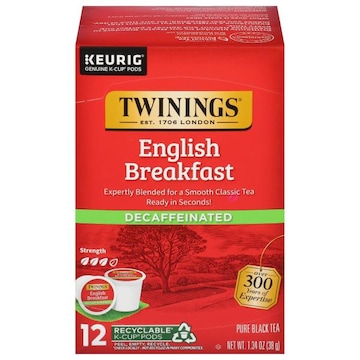 Twinings Black Tea, English Breakfast, Decaffeinated, K-Cup Pods