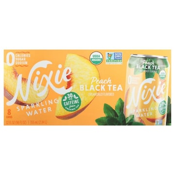 Nixie Sparkling Water, Peach Black Tea, 8 Pack