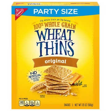 WHEAT THINS Original Snacks, Whole Grain Wheat Crackers, Snack Crackers, Party Size, 20 oz Box