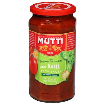 Mutti Pasta Sauce, No Added Sugar, Rossoro Tomatoes and Basil