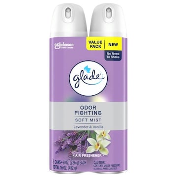 Glade Odor Fighting Soft Mist Air Freshener Room Spray, Lavender & Vanilla, 16.0oz, 2pk